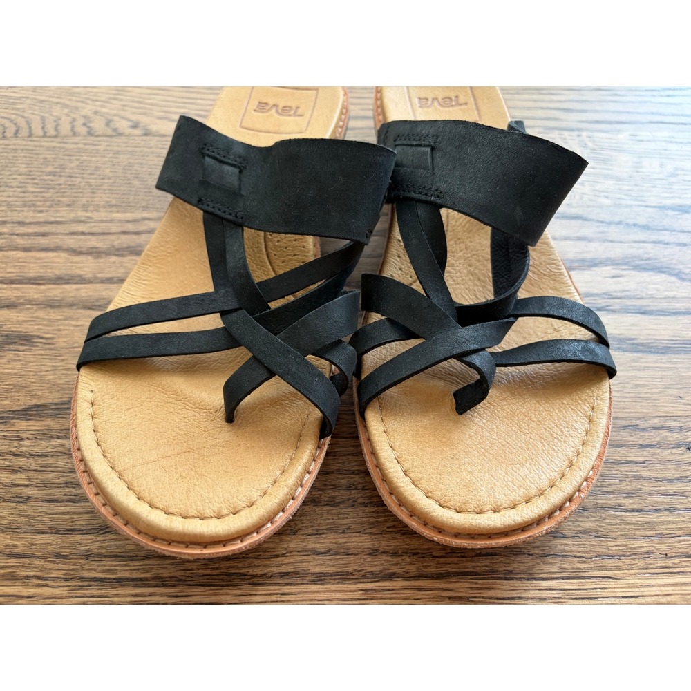 Teva Elzada Slide Lea Black Leather Strappy Sandals 1020306 Womens 7.5 - Picture 11 of 13